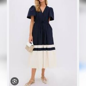 Tuckernuck Navy and Cream Mitchell Colorblock Midi Dress